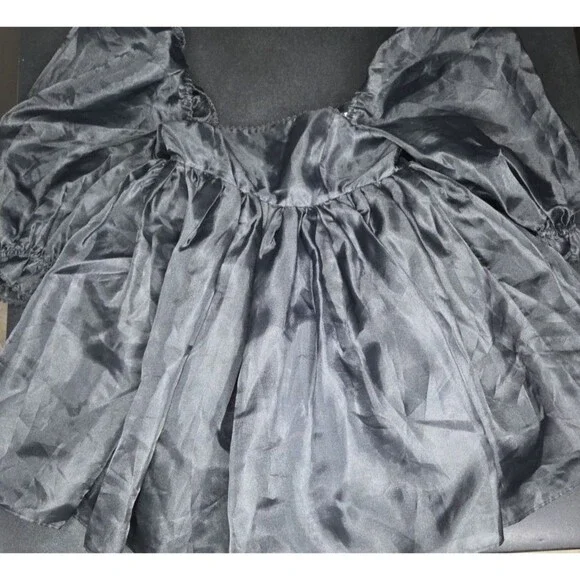 Selkie The Caviar Black Puff Dress Sz S Organza Babydoll Square Neck Fairycore - Picture 6 of 8
